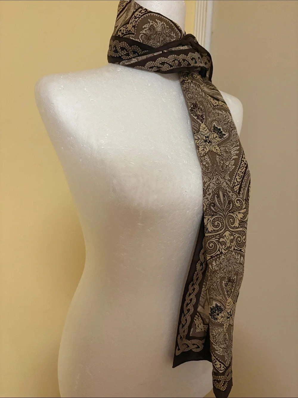 Adrienne Vittadini Brown Paisley Silk Wrap Scarf
